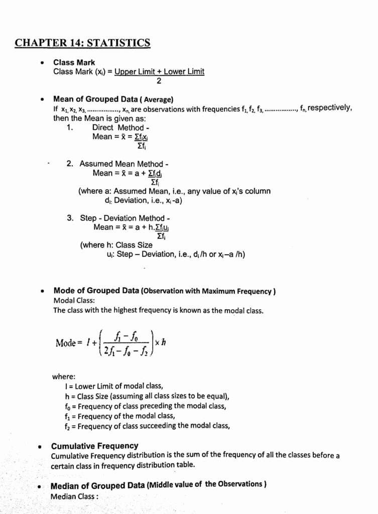 Maths formulas for class 10