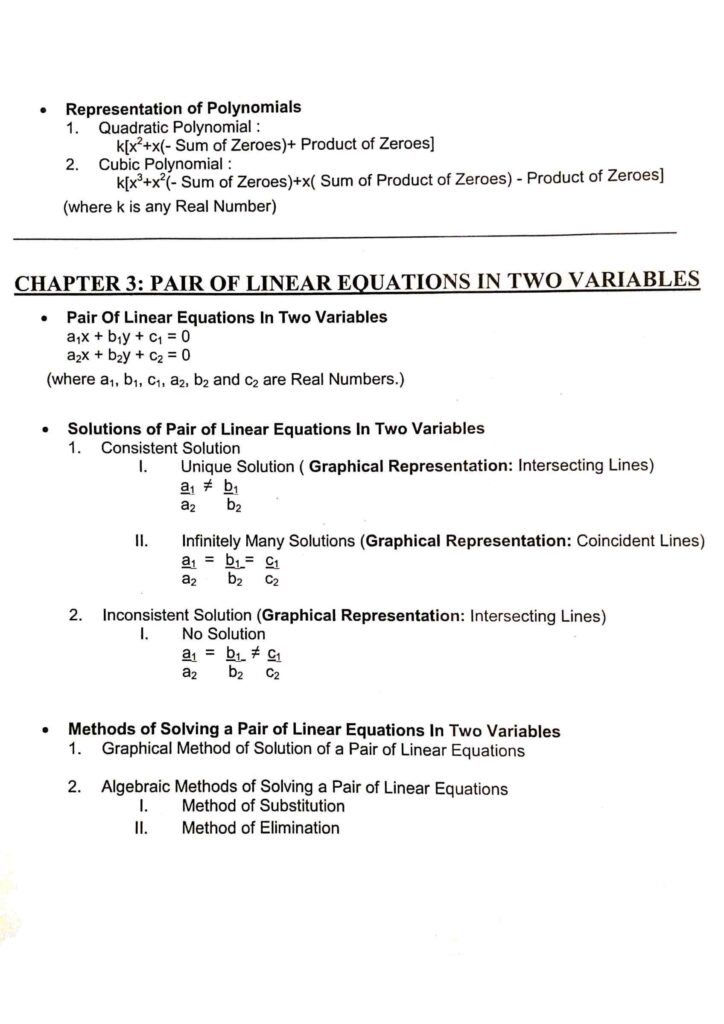 Maths formulas for class 10