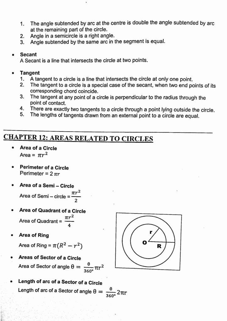 Maths formulas for class 10