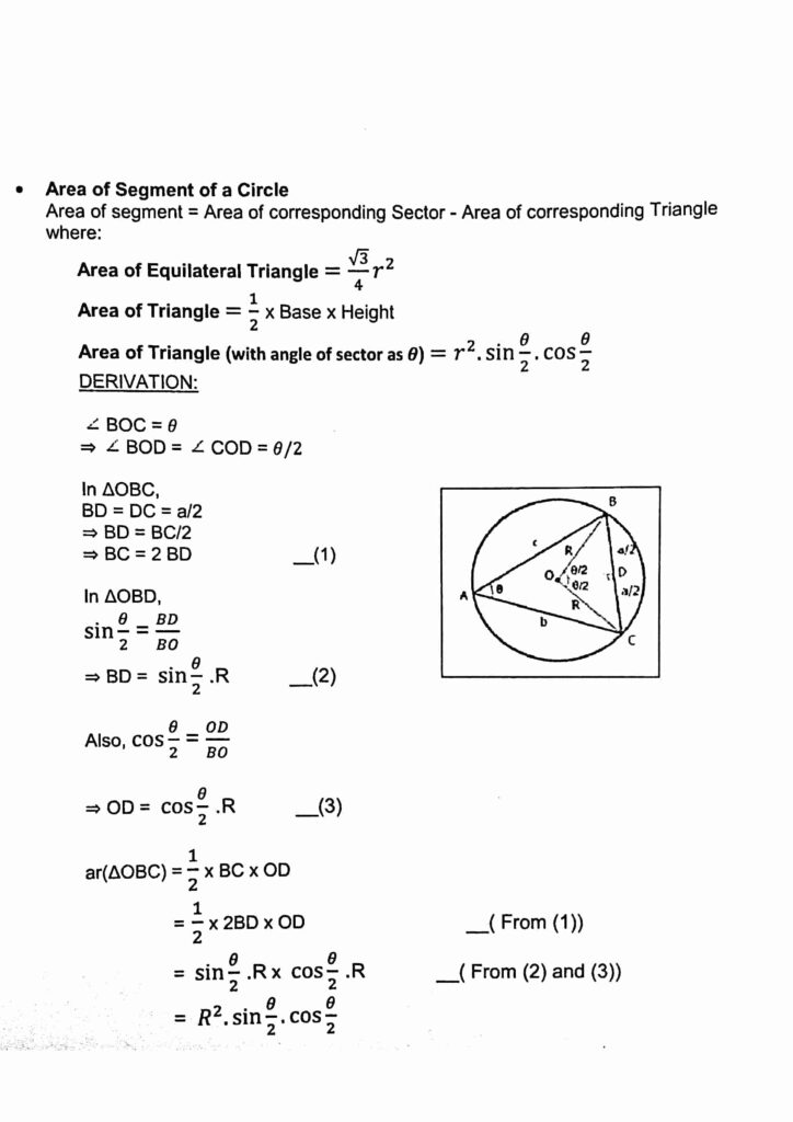 Maths formulas for class 10