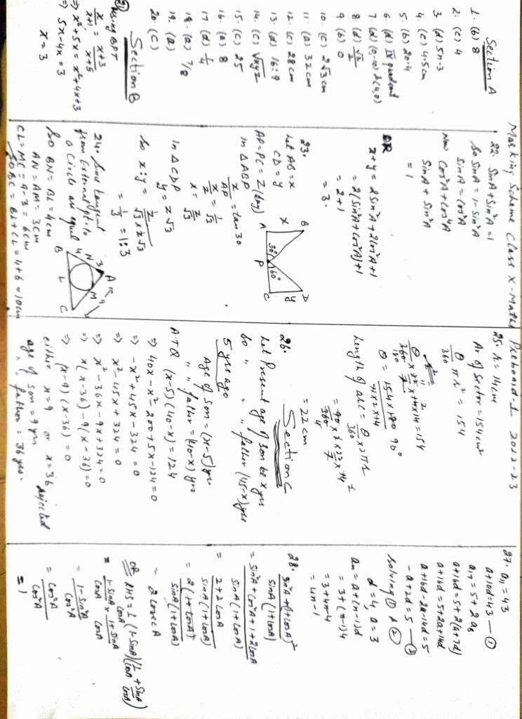 Maths Sample Paper Class 10 2024